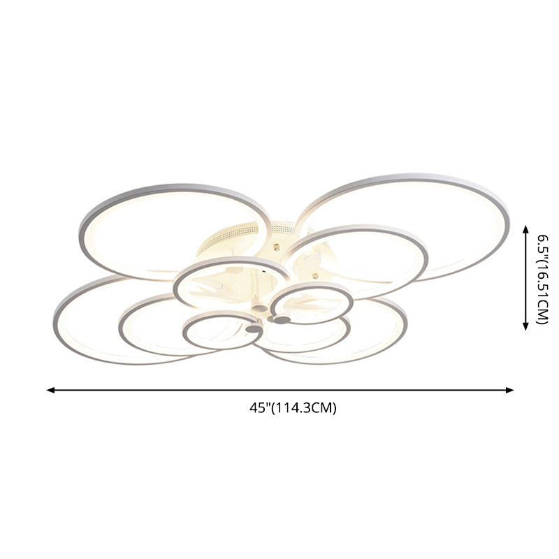 Overlapping Circles Acrylic LED Ceiling Light Contemporary Style Simplicity Lighting Fixture for Living Room