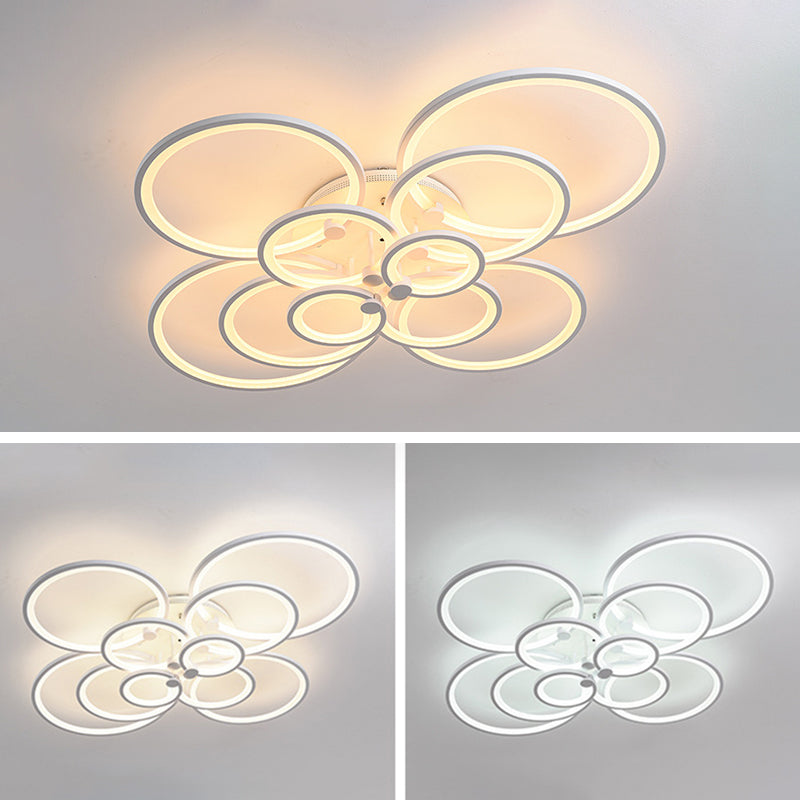 Overlapping Circles Acrylic LED Ceiling Light Contemporary Style Simplicity Lighting Fixture for Living Room
