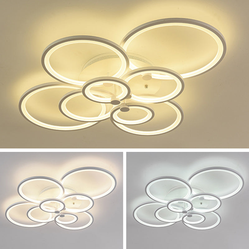 Overlapping Circles Acrylic LED Ceiling Light Contemporary Style Simplicity Lighting Fixture for Living Room