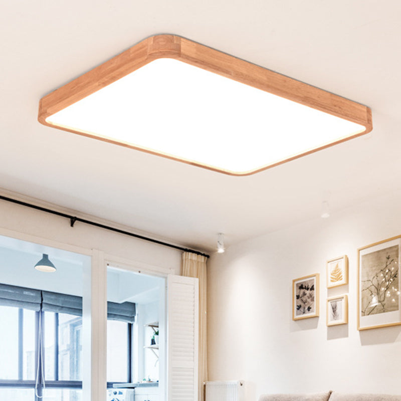Rechteckige, bündige Deckenleuchten, moderne Holz-Flushmont-Leuchten