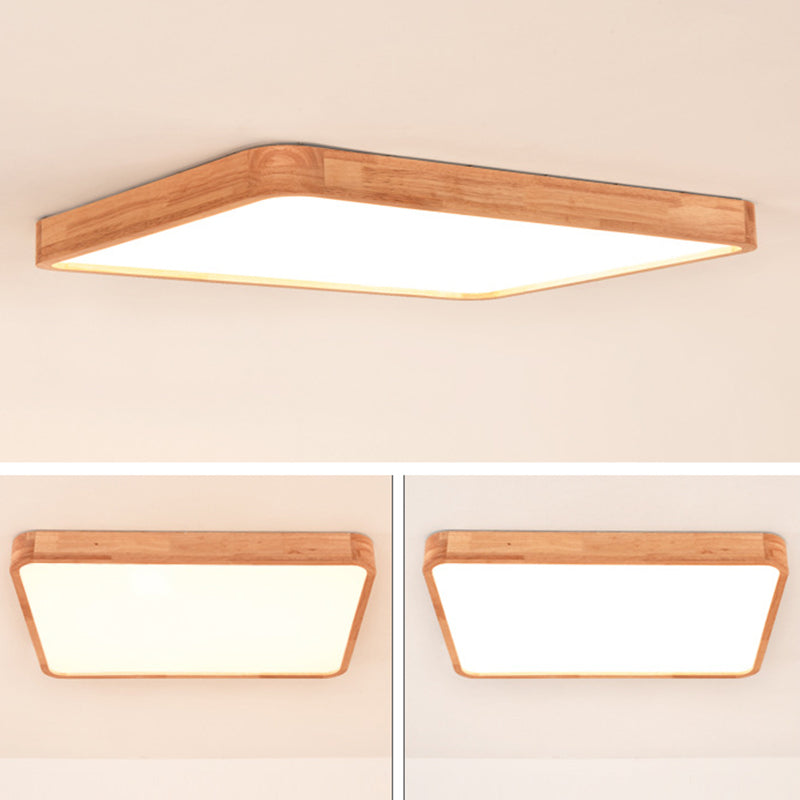 Rechteckige, bündige Deckenleuchten, moderne Holz-Flushmont-Leuchten