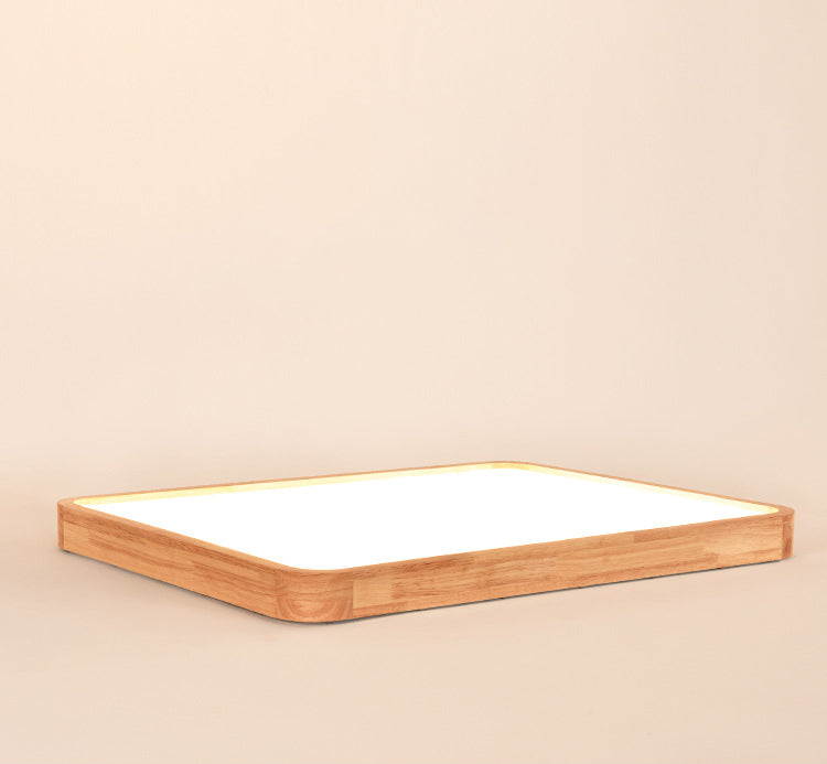 Rechteckige, bündige Deckenleuchten, moderne Holz-Flushmont-Leuchten