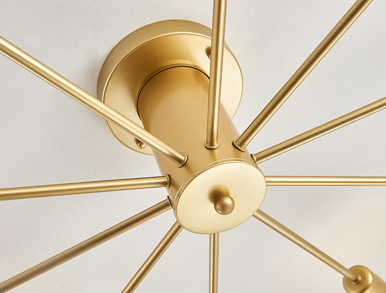 Gold freiliegende halbbündige Deckenleuchte aus Metall im Loft-Stil für Schlafzimmer, halbbündige Montage