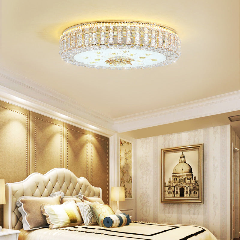Modern Luxurious Crystal Flush Mount Ceiling Lamp Round Shape LED Flush Mount Lighting for Bedroom