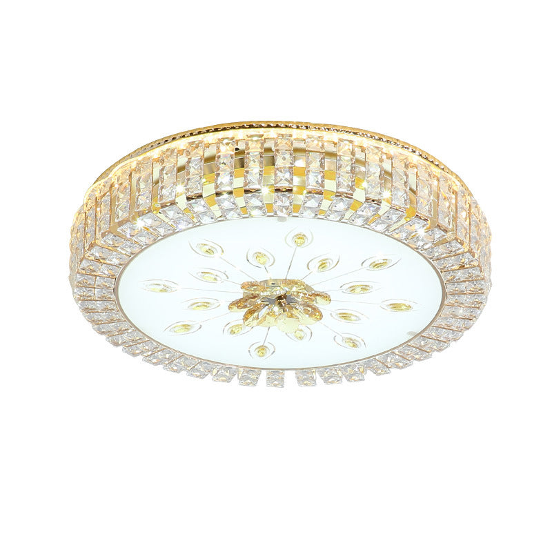 Modern Luxurious Crystal Flush Mount Ceiling Lamp Round Shape LED Flush Mount Lighting for Bedroom