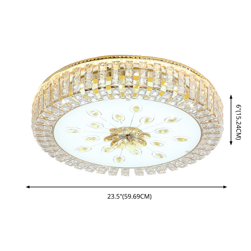 Modern Luxurious Crystal Flush Mount Ceiling Lamp Round Shape LED Flush Mount Lighting for Bedroom