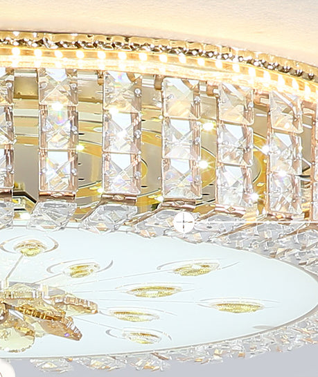 Modern Luxurious Crystal Flush Mount Ceiling Lamp Round Shape LED Flush Mount Lighting for Bedroom