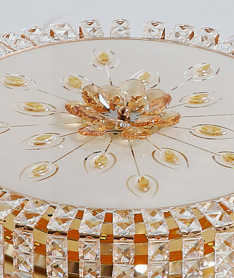 Modern Luxurious Crystal Flush Mount Ceiling Lamp Round Shape LED Flush Mount Lighting for Bedroom