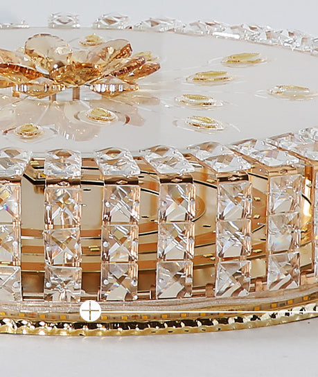 Modern Luxurious Crystal Flush Mount Ceiling Lamp Round Shape LED Flush Mount Lighting for Bedroom