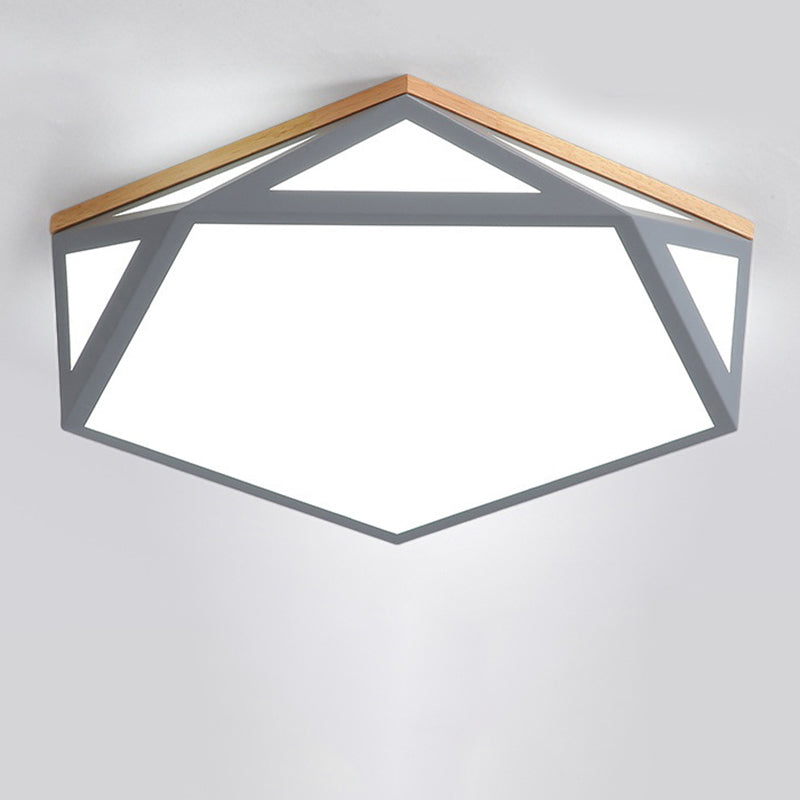 Geometric Shaped Macaroon Style LED Ceiling Light Hexagonal Acrylic Shade Modern Lighting Fixture for Bedroom
