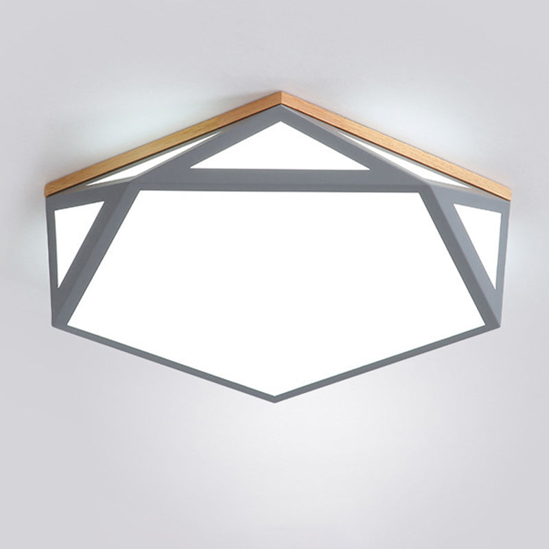Geometric Shaped Macaroon Style LED Ceiling Light Hexagonal Acrylic Shade Modern Lighting Fixture for Bedroom