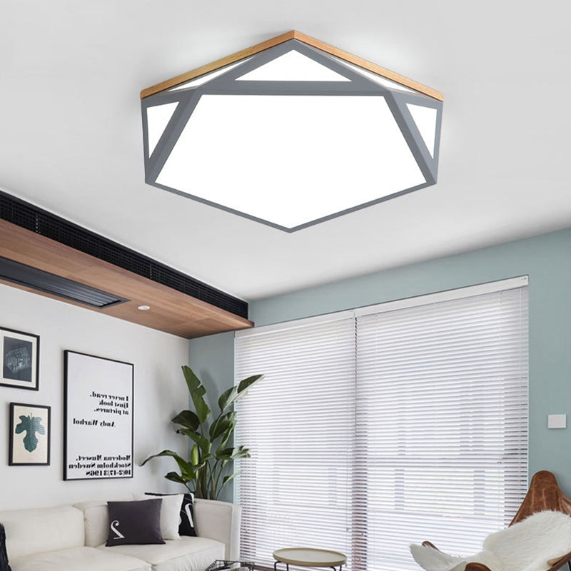 Geometric Shaped Macaroon Style LED Ceiling Light Hexagonal Acrylic Shade Modern Lighting Fixture for Bedroom