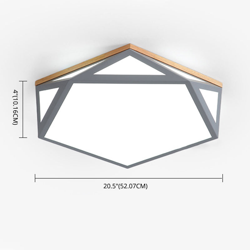 Geometric Shaped Macaroon Style LED Ceiling Light Hexagonal Acrylic Shade Modern Lighting Fixture for Bedroom