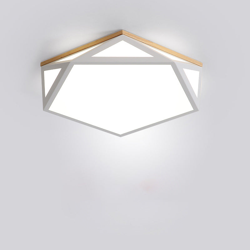 Geometric Shaped Macaroon Style LED Ceiling Light Hexagonal Acrylic Shade Modern Lighting Fixture for Bedroom