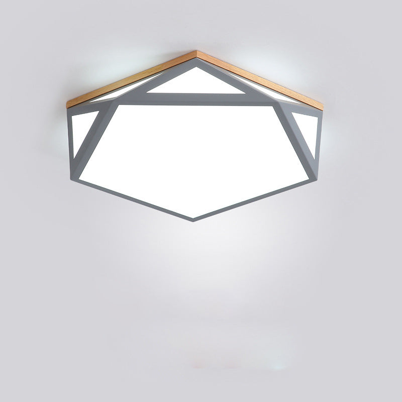 Geometric Shaped Macaroon Style LED Ceiling Light Hexagonal Acrylic Shade Modern Lighting Fixture for Bedroom
