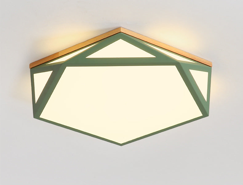 Geometric Shaped Macaroon Style LED Ceiling Light Hexagonal Acrylic Shade Modern Lighting Fixture for Bedroom