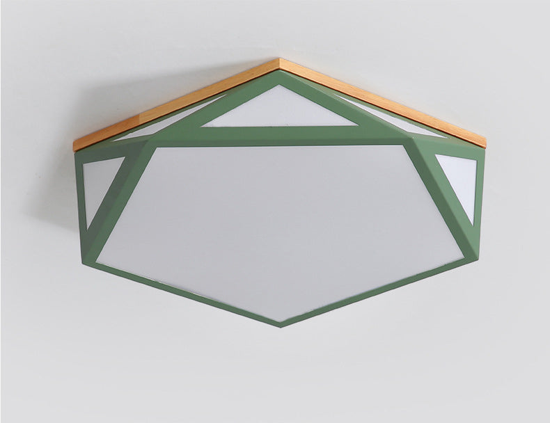 Geometric Shaped Macaroon Style LED Ceiling Light Hexagonal Acrylic Shade Modern Lighting Fixture for Bedroom