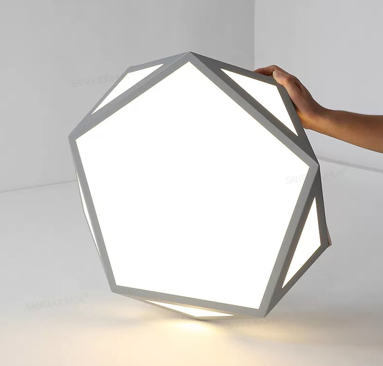 Geometric Shaped Macaroon Style LED Ceiling Light Hexagonal Acrylic Shade Modern Lighting Fixture for Bedroom