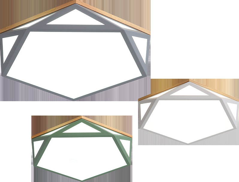 Geometric Shaped Macaroon Style LED Ceiling Light Hexagonal Acrylic Shade Modern Lighting Fixture for Bedroom