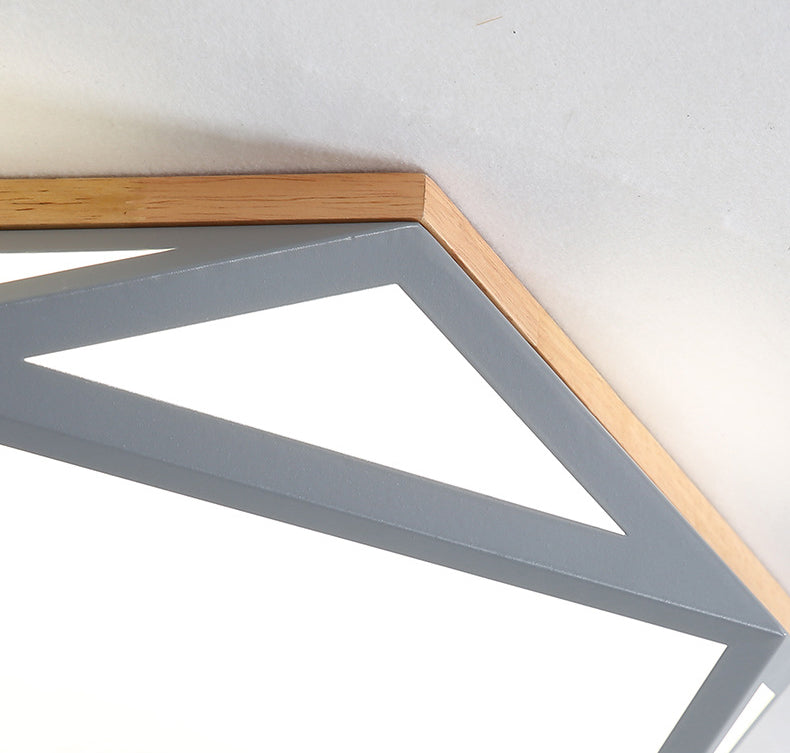 Geometric Shaped Macaroon Style LED Ceiling Light Hexagonal Acrylic Shade Modern Lighting Fixture for Bedroom