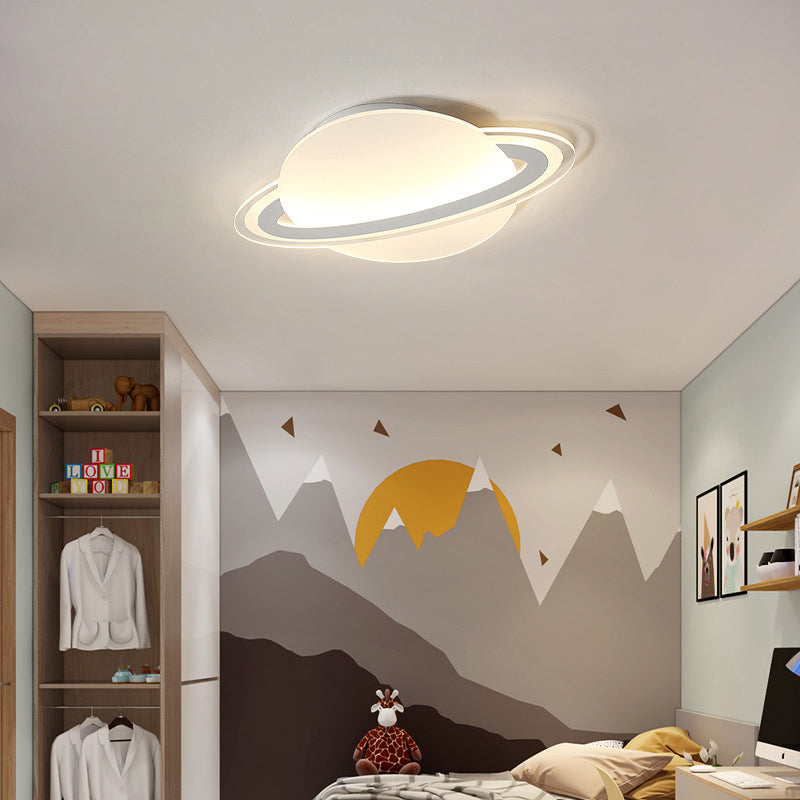 Nordic Acrylic Flush Mount Light Fixture White Saturn LED Flush Mount Spotlight for Kids Bedroom