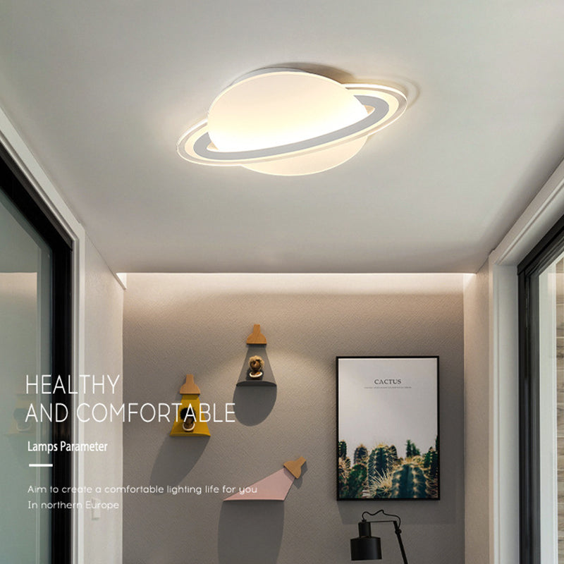 Nordic Acrylic Flush Mount Light Fixture White Saturn LED Flush Mount Spotlight for Kids Bedroom
