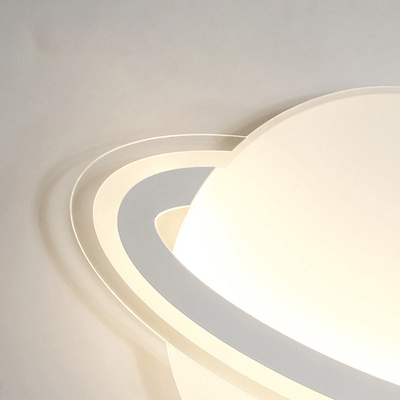 Nordic Acrylic Flush Mount Light Fixture White Saturn LED Flush Mount Spotlight for Kids Bedroom