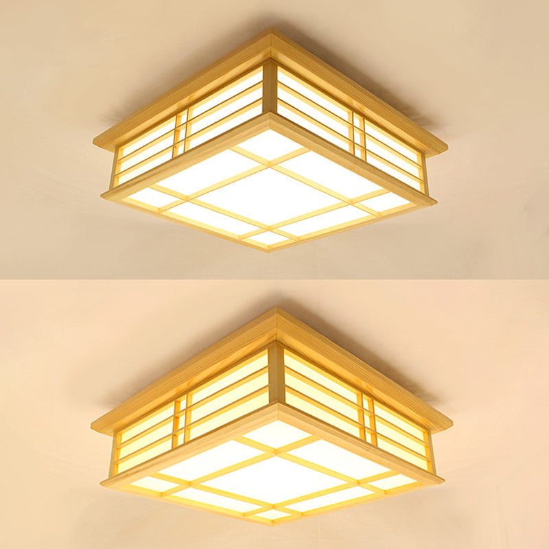 Modernes minimalistisches Rechteck Deckenbündige Halterung Licht Naturholz Wohnzimmer Flush Mount Beleuchtung