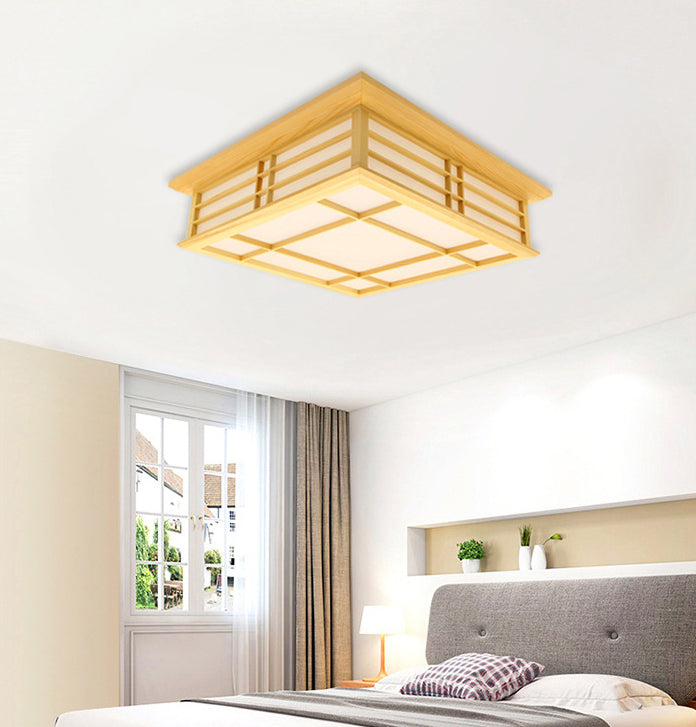 Modernes minimalistisches Rechteck Deckenbündige Halterung Licht Naturholz Wohnzimmer Flush Mount Beleuchtung