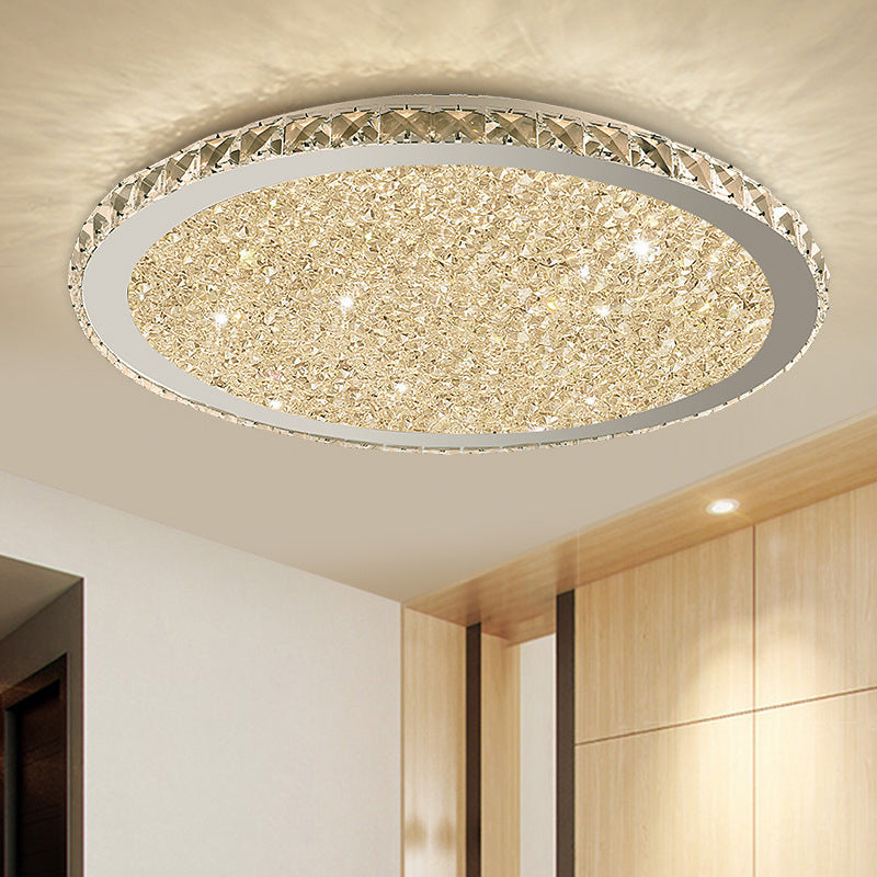 Modern Minimalist Crystal Flush Mount Ceiling Lamp Round Shape LED Flush Mount Lighting for Bedroom