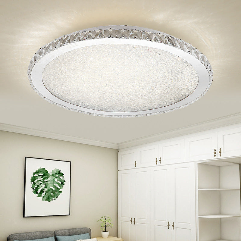 Modern Minimalist Crystal Flush Mount Ceiling Lamp Round Shape LED Flush Mount Lighting for Bedroom
