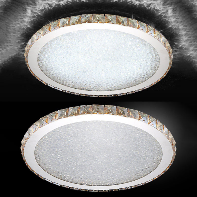Modern Minimalist Crystal Flush Mount Ceiling Lamp Round Shape LED Flush Mount Lighting for Bedroom