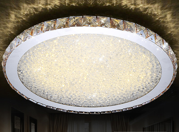 Modern Minimalist Crystal Flush Mount Ceiling Lamp Round Shape LED Flush Mount Lighting for Bedroom