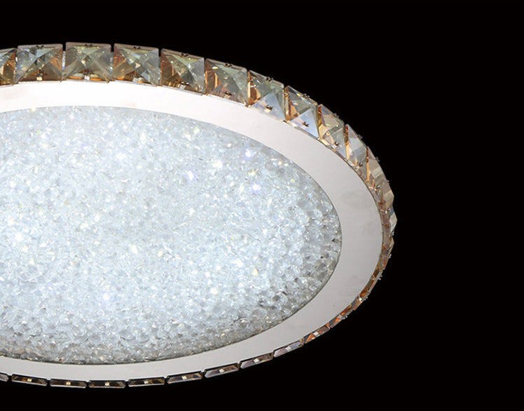 Modern Minimalist Crystal Flush Mount Ceiling Lamp Round Shape LED Flush Mount Lighting for Bedroom