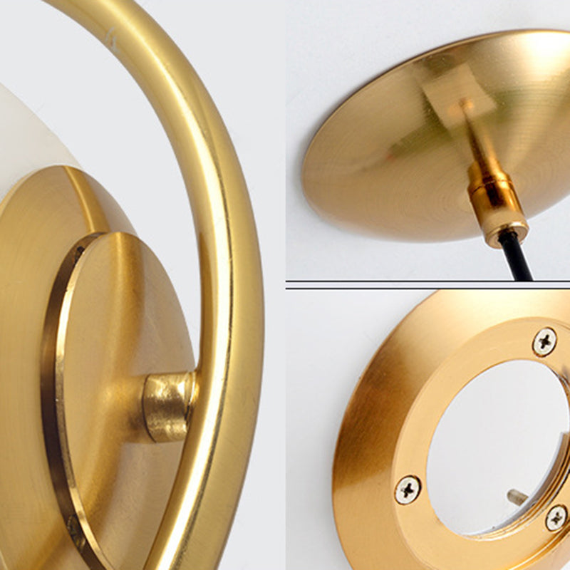 13.7 Inches Wide Golden Ring Hanging Lamp Globe Glass Shade Post-modern Style Hanging Light