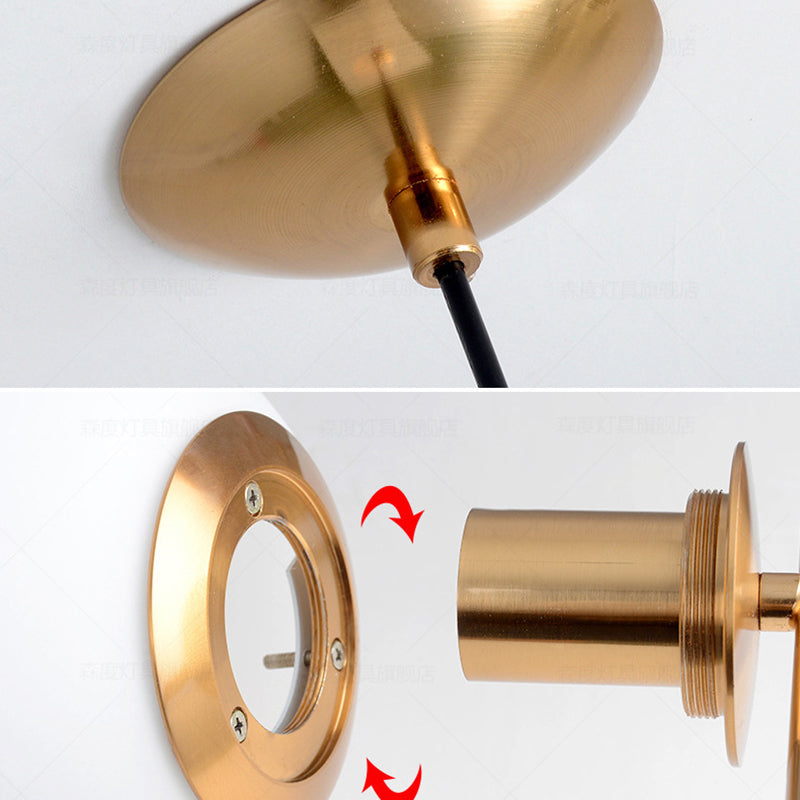 13.7 Inches Wide Golden Ring Hanging Lamp Globe Glass Shade Post-modern Style Hanging Light