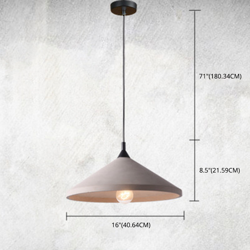 Cone gris ciment hanging léger style vintage Creative 1-Light Pendentif pour le restaurant du café