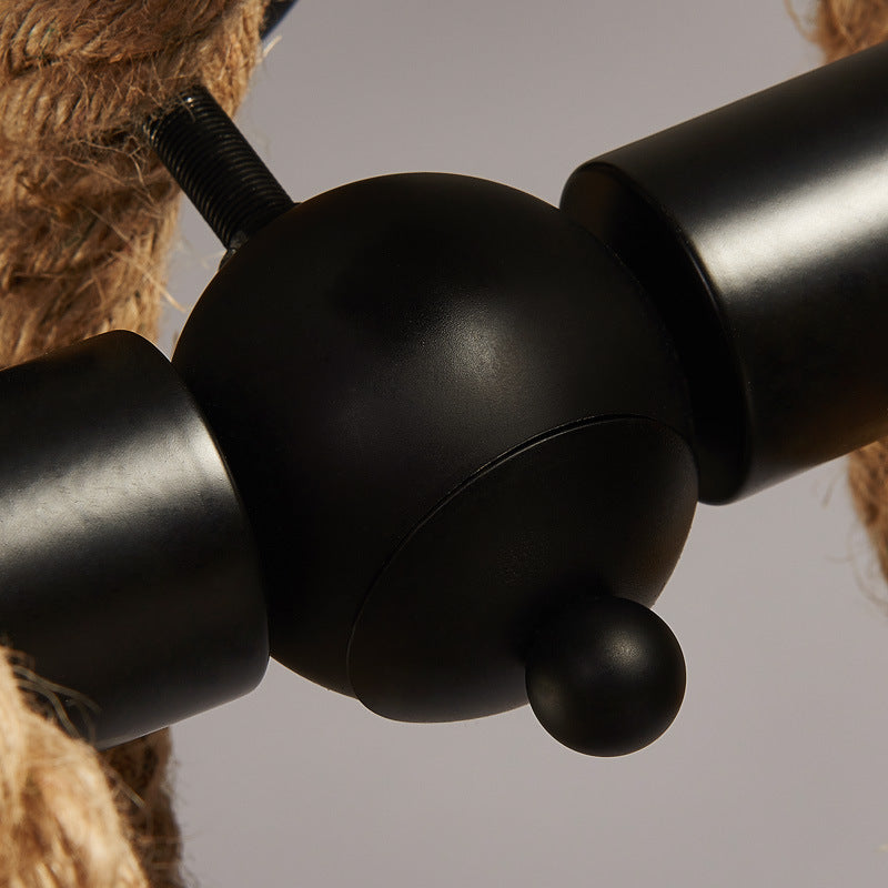 Spring-shaped Hemp Rope Creative Chandelier Industrial Style 2-Lights Suspension Lighting Fixture for Restaurant