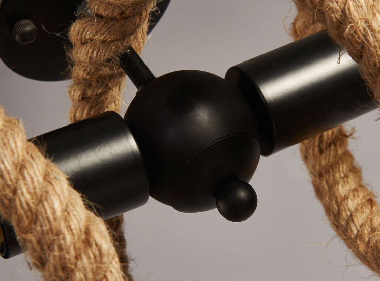 Spring-shaped Hemp Rope Creative Chandelier Industrial Style 2-Lights Suspension Lighting Fixture for Restaurant