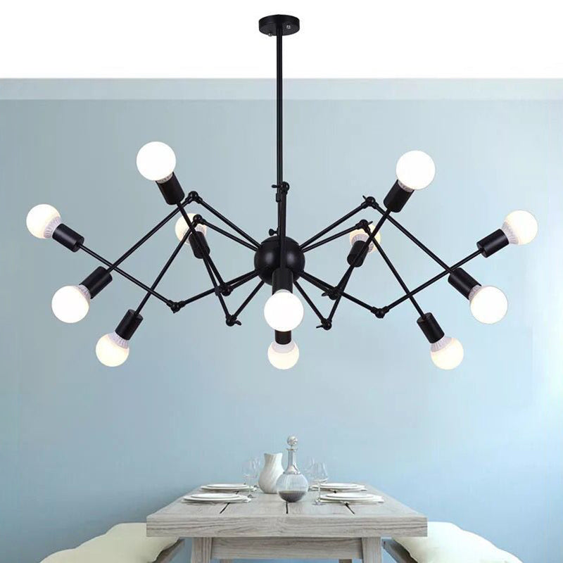 Lámpara de lámpara de araña expuesta industrial lámpara de metal lámpara en negro