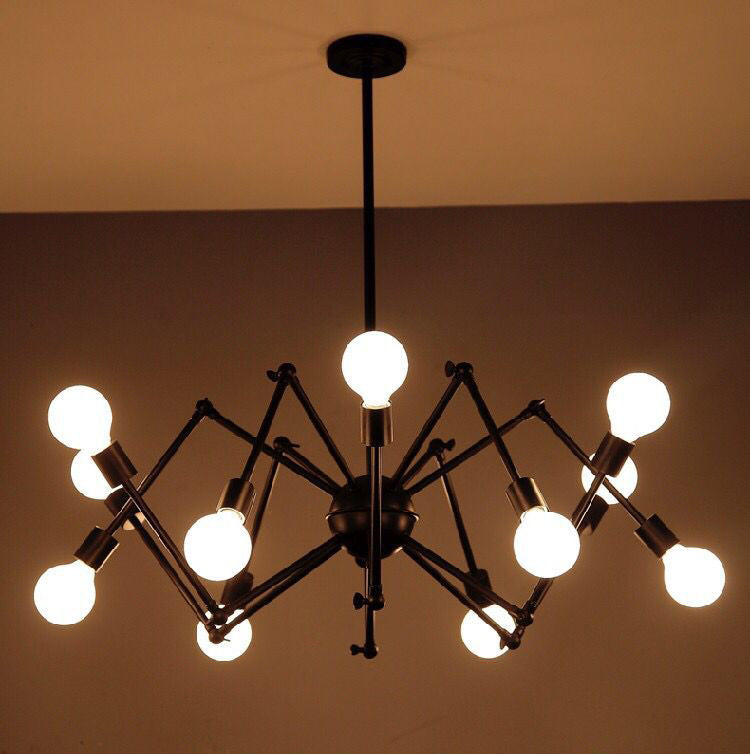 Lámpara de lámpara de araña expuesta industrial lámpara de metal lámpara en negro