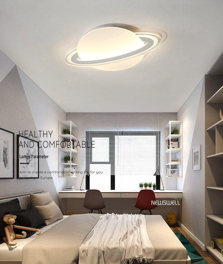 Nordic Acrylic Flush Mount Light Fixture White Saturn LED Flush Mount Spotlight for Kids Bedroom