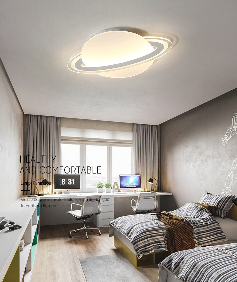 Nordic Acrylic Flush Mount Light Fixture White Saturn LED Flush Mount Spotlight for Kids Bedroom
