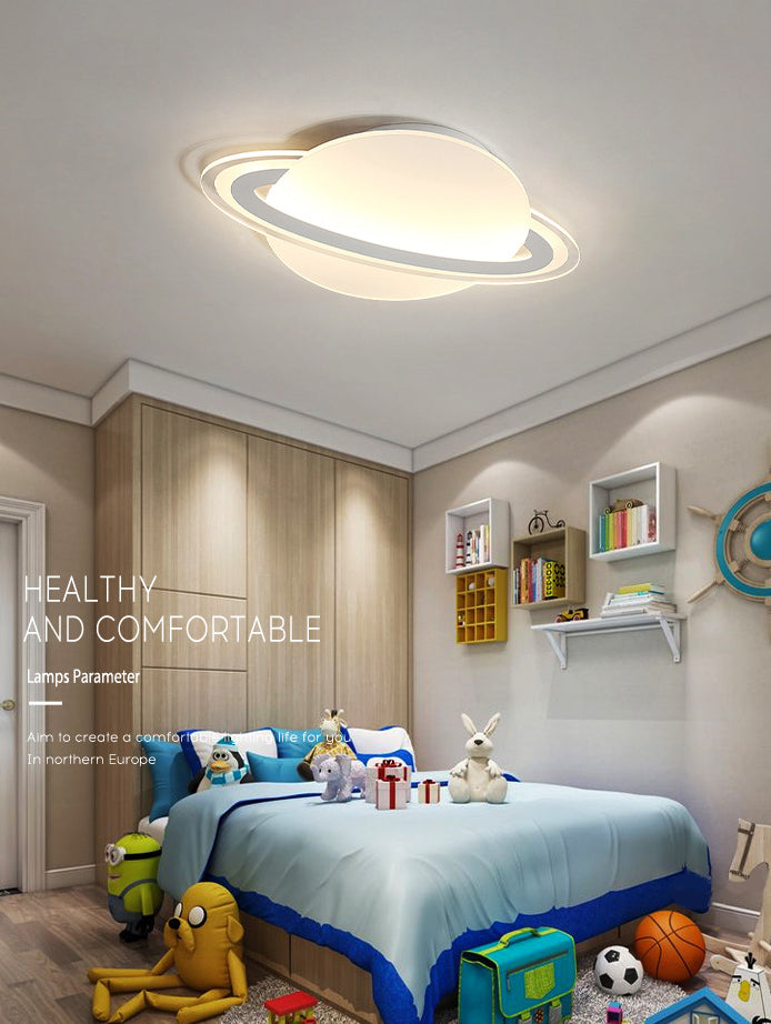 Nordic Acrylic Flush Mount Light Fixture White Saturn LED Flush Mount Spotlight for Kids Bedroom