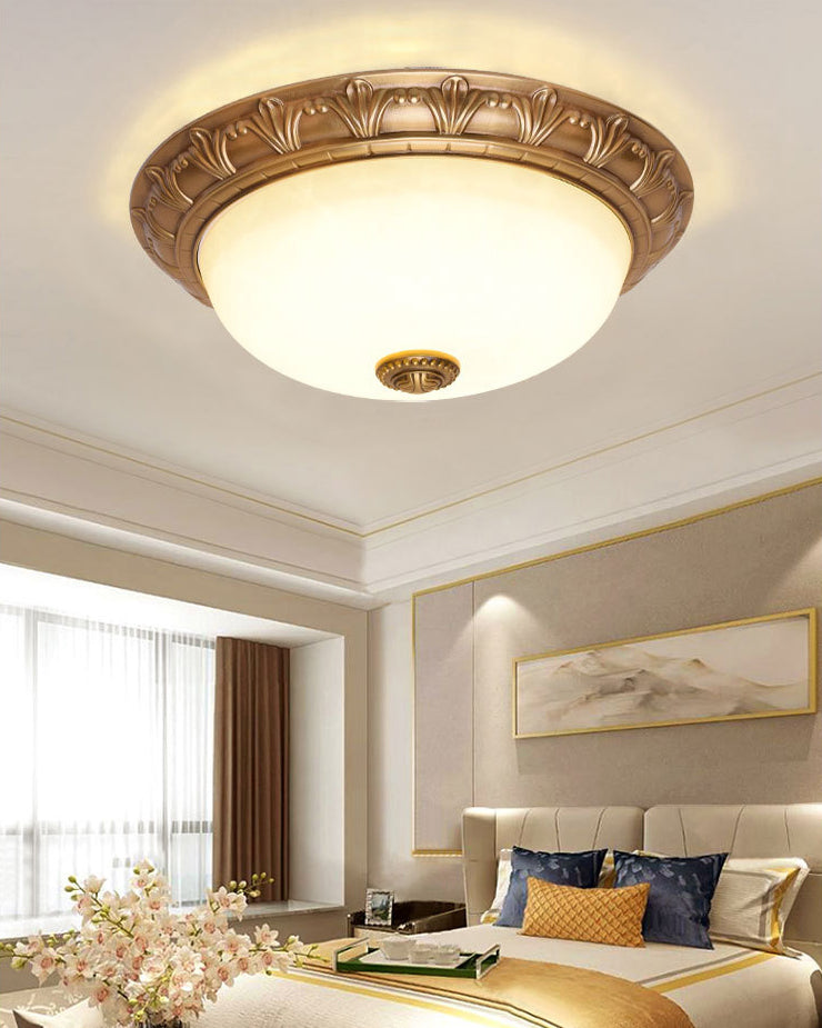 Bowl Flush Mount Light White Glass Traditional Flush Mount Spotlight for Bedroom