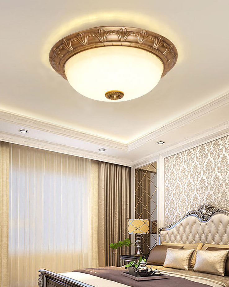 Bowl Flush Mount Light White Glass Traditional Flush Mount Spotlight for Bedroom