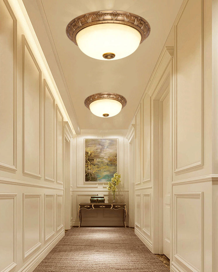 Bowl Flush Mount Light White Glass Traditional Flush Mount Spotlight for Bedroom