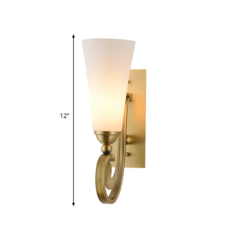 1 illuminazione a parete conica in testa in stile modernismo in vetro glassata con braccio curvo dorato
