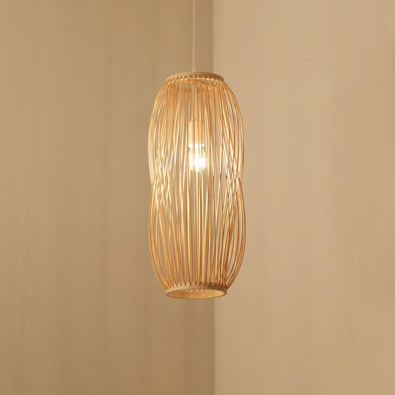 Linterna iluminación colgante tradicional bambú 1 bombilla 8 "/9" kit de lámpara colgante de madera de ancho