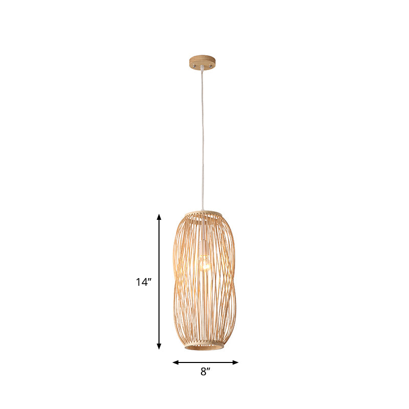 Linterna iluminación colgante tradicional bambú 1 bombilla 8 "/9" kit de lámpara colgante de madera de ancho